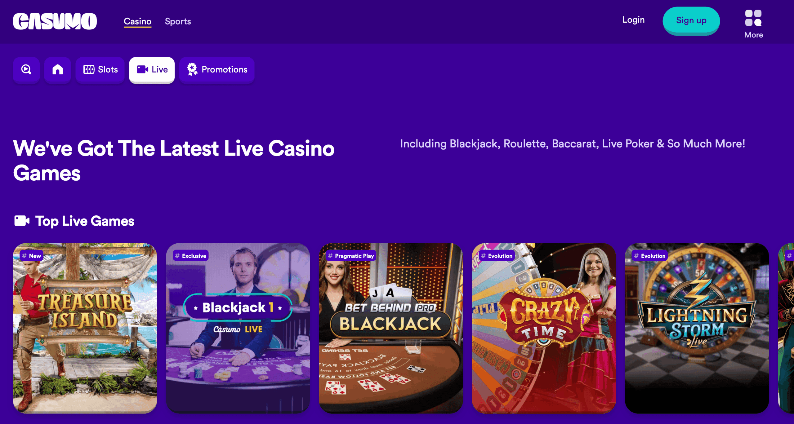 Casumo live casino