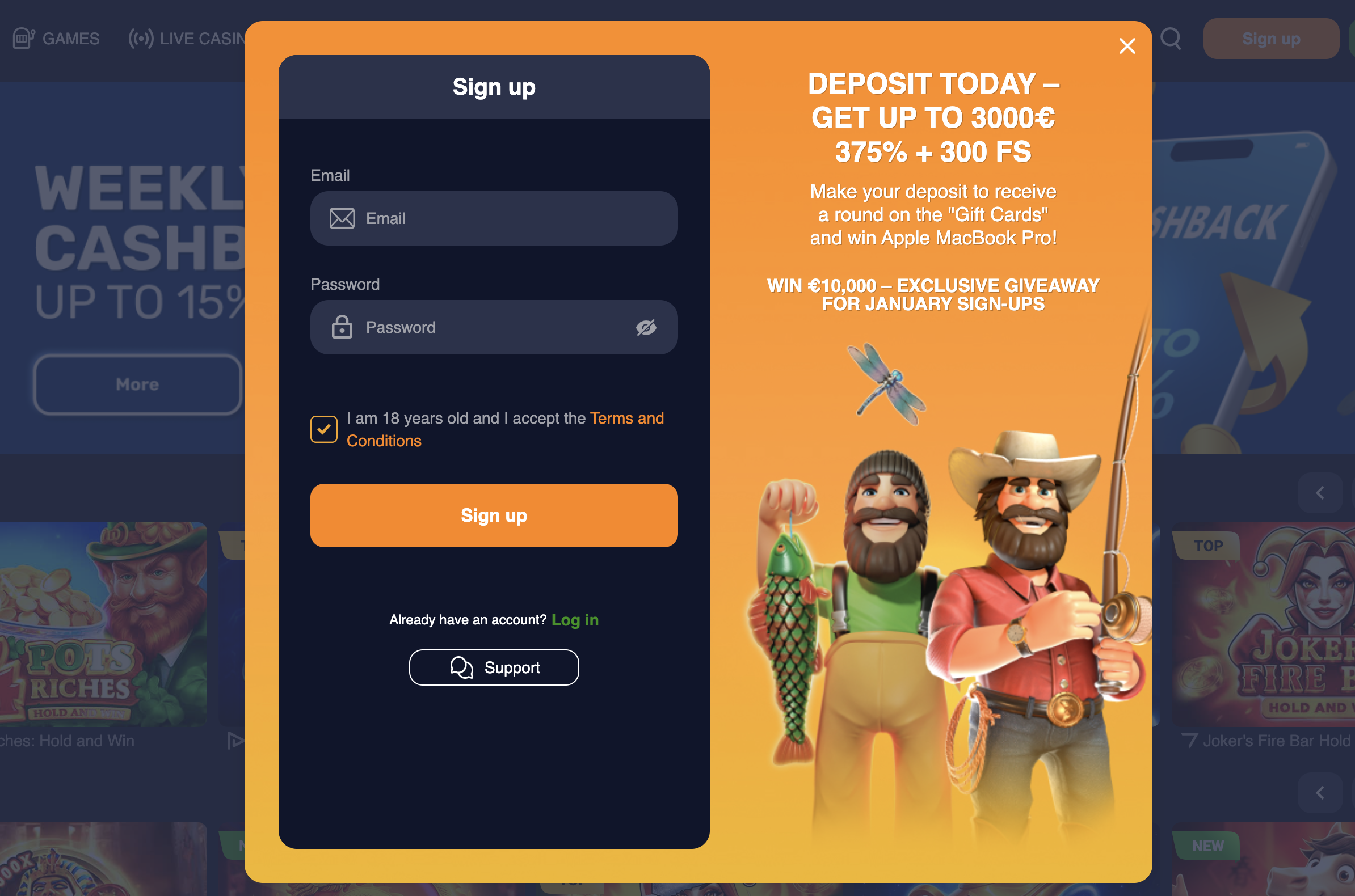 BassWin Casino - signup bonus