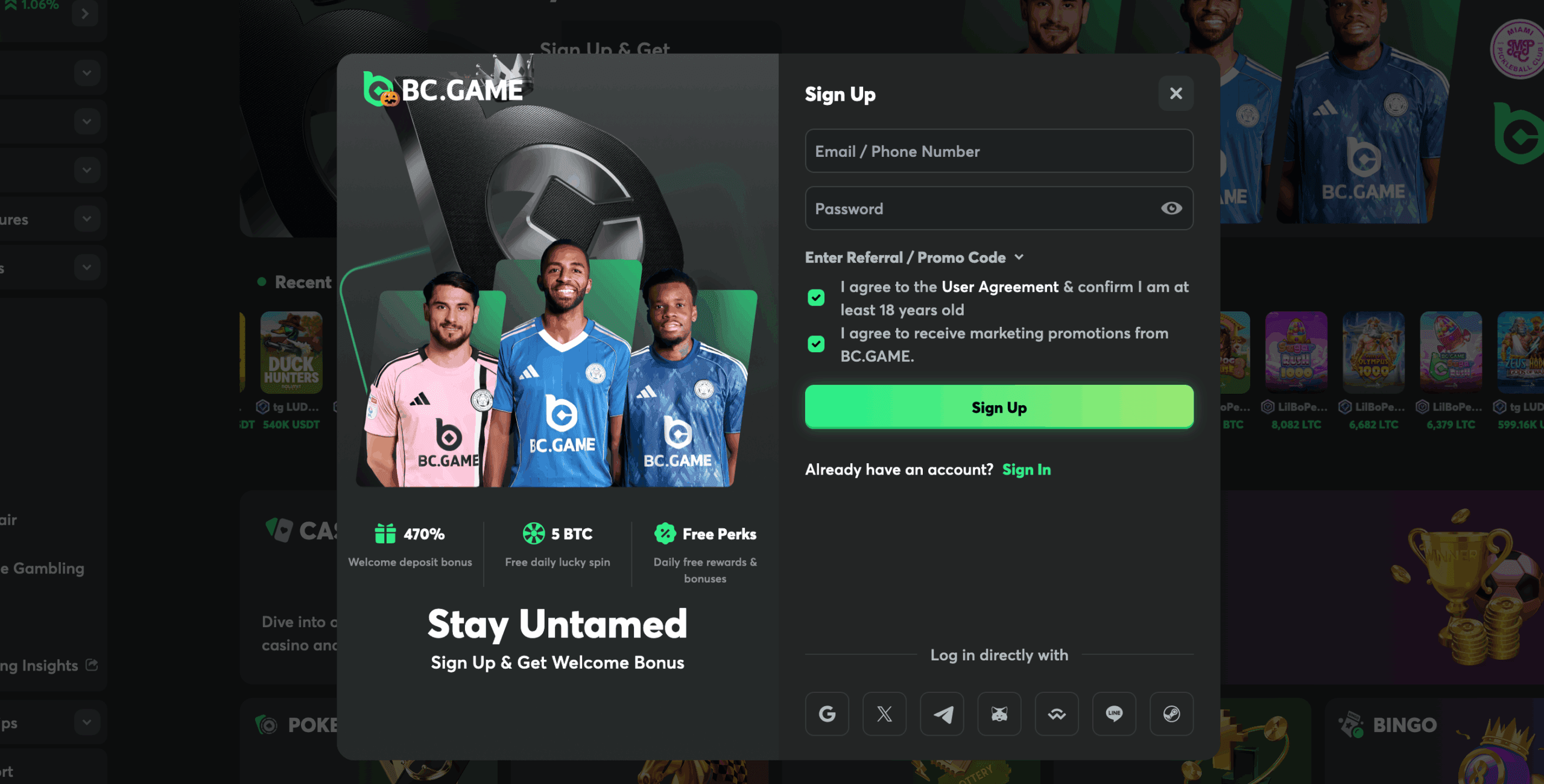 BC.Game signup bonus