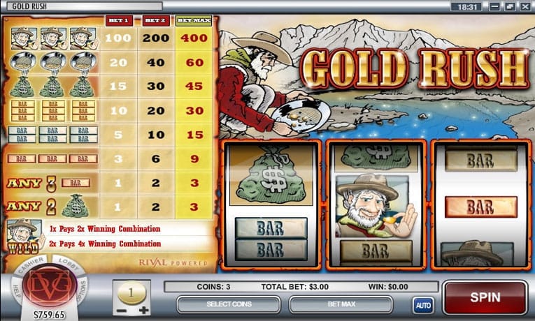 Gold Rush video slot machine demo