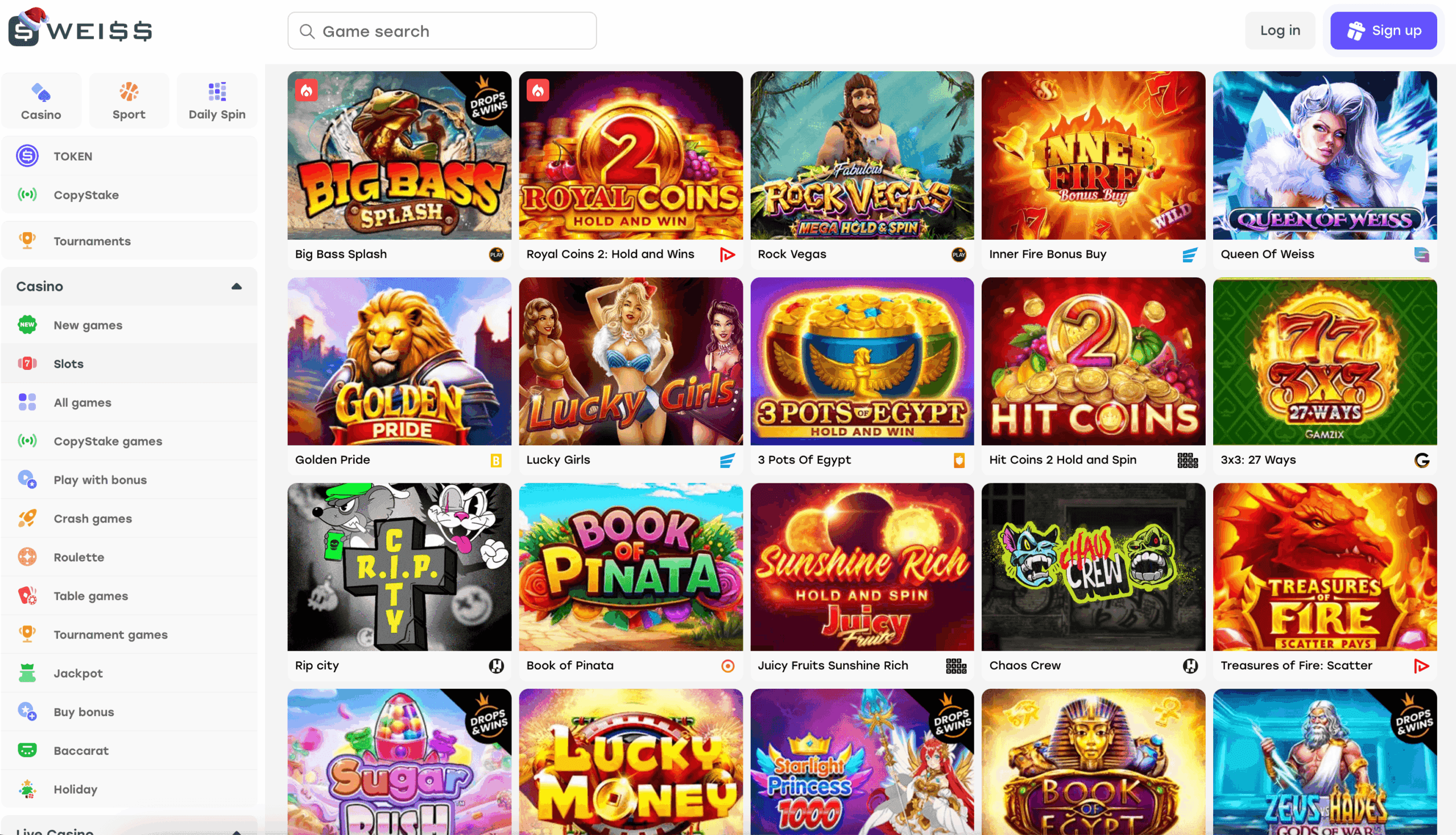 WeissBet popular games