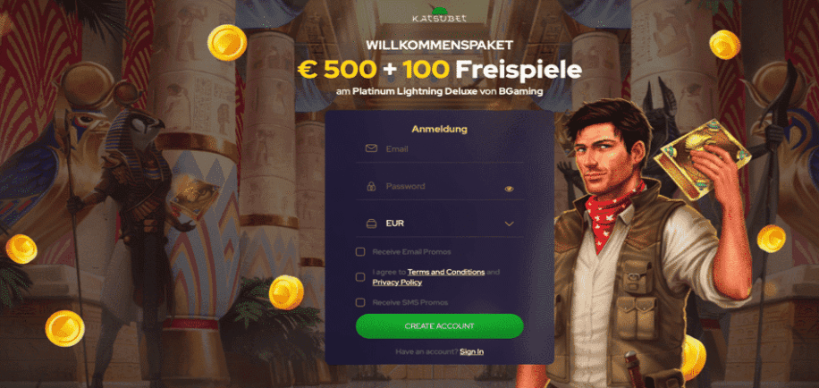 100 free spins katsubet germany promotion