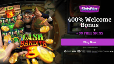 30 free spins on cash bandits 3 at slots plus