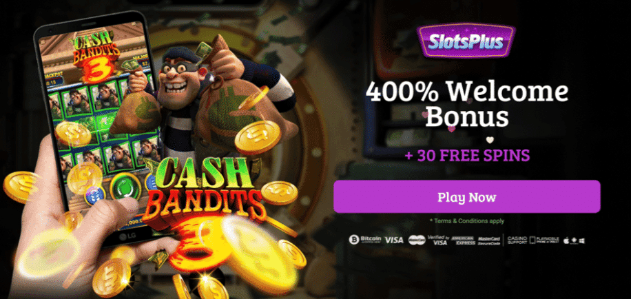 30 free spins on cash bandits 3 at slots plus