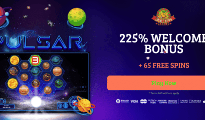 65 free spins on pulsar slots at lucky hippo