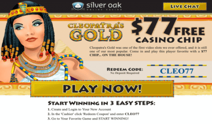 cleopatra's gold 77 free chip bonus code