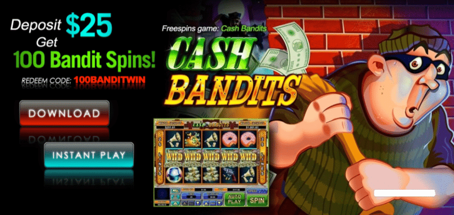 Cash Bandits free spins bonus code at Slotocash