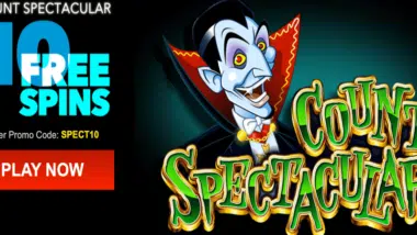 count spectacular 10 free spins coupon code