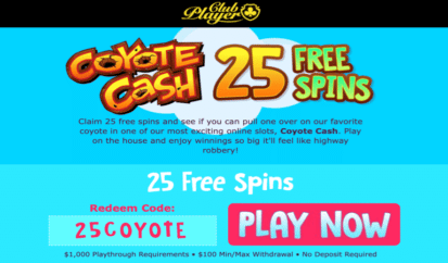 coyote cash free spins offer