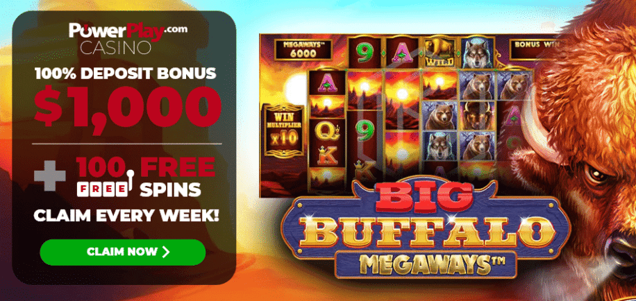 100 free spins on Big Buffalo - Power Play