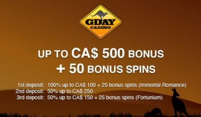 gday casino canadian offer