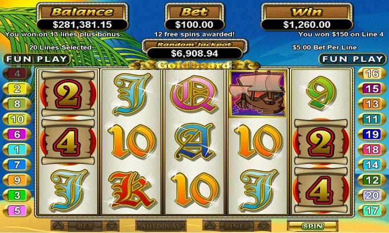 Goldbeard video slot machine demo