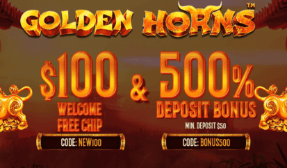 golden horns free chip at vegas rush