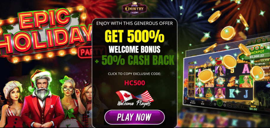 high country casino christmas cashback bonus code