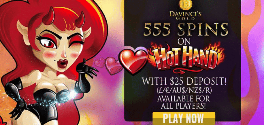hot hand free spins davinci's gold casino