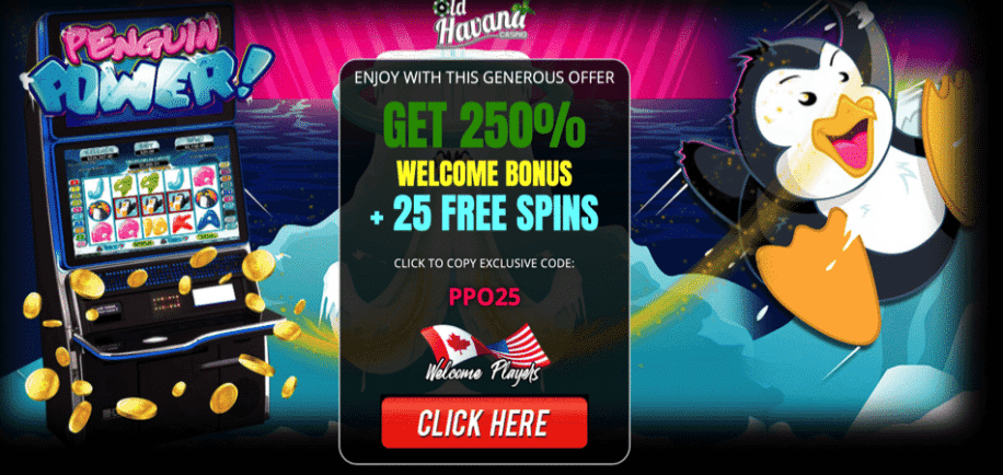 penguin power free spins bonus code