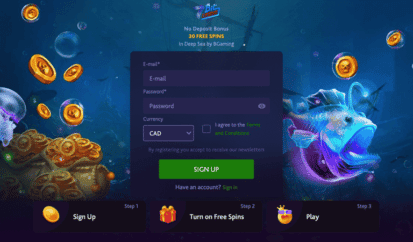 Free Spins No Deposit on Deep Sea