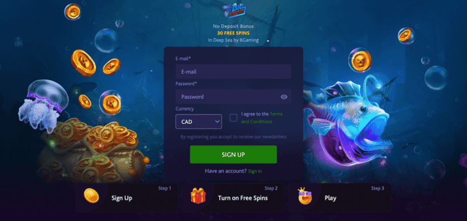 Free Spins No Deposit on Deep Sea