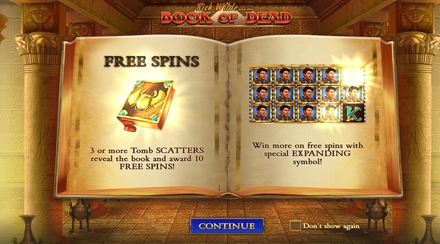 Book of Dead game features