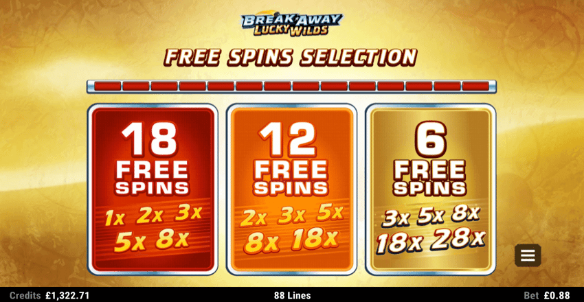 Break Away Lucky Wilds free spins feature