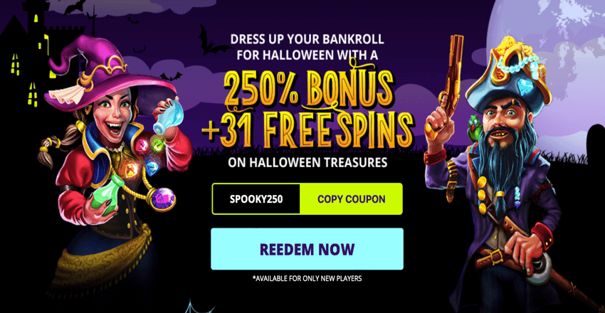31 Free Spins Promo Code in Halloween Treasures