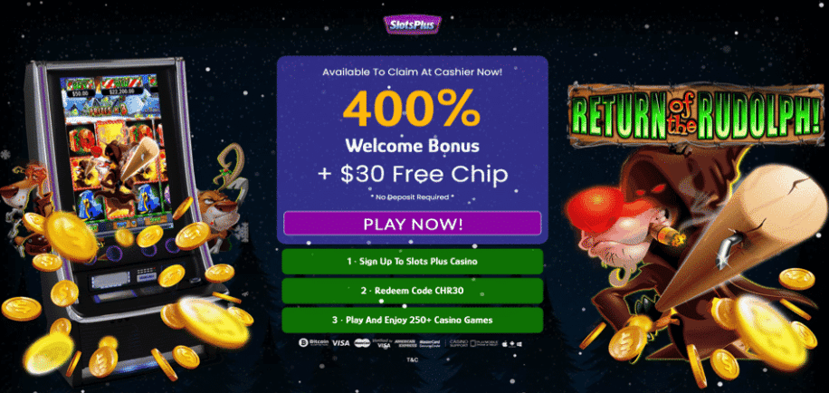 $30 Free Chip on Return of the Rudolph slot machine