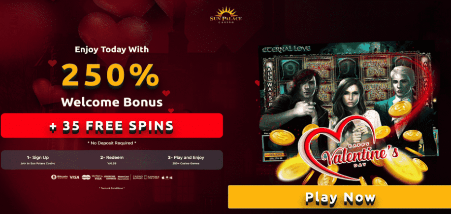 Valentine’s Bonus Code at Sun Palace Casino