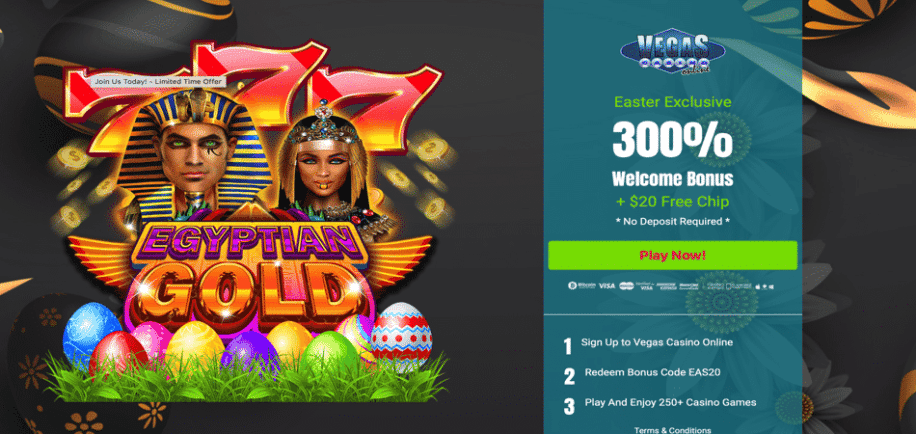 $20 no deposit on Egyptian Gold slots
