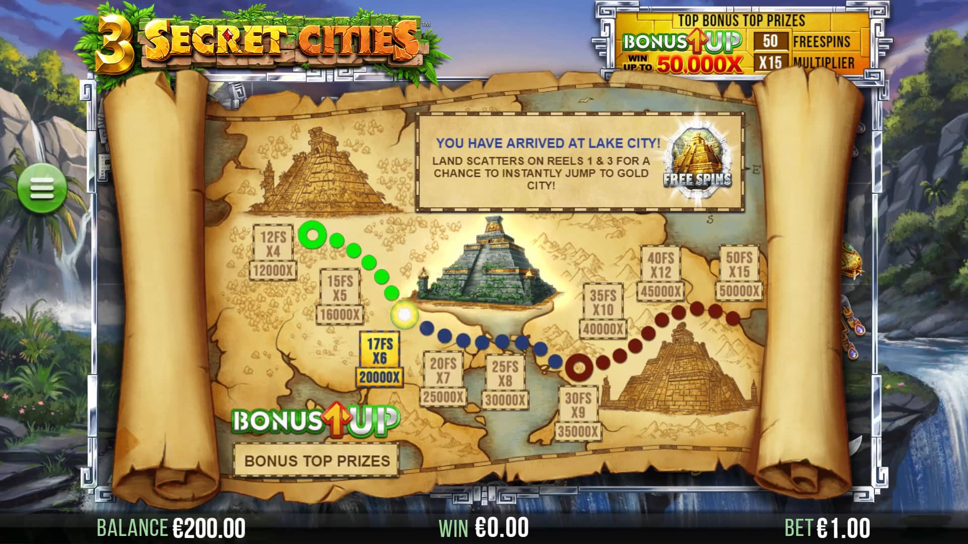 3 Secret Cities slot map - 4ThePlayer