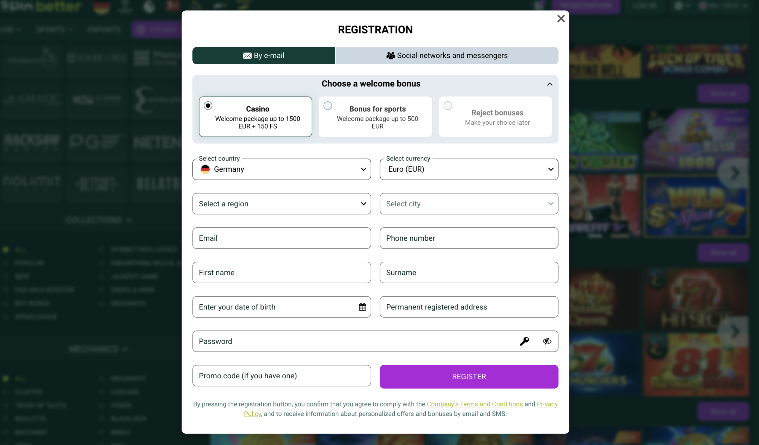 SpinBetter signup bonus