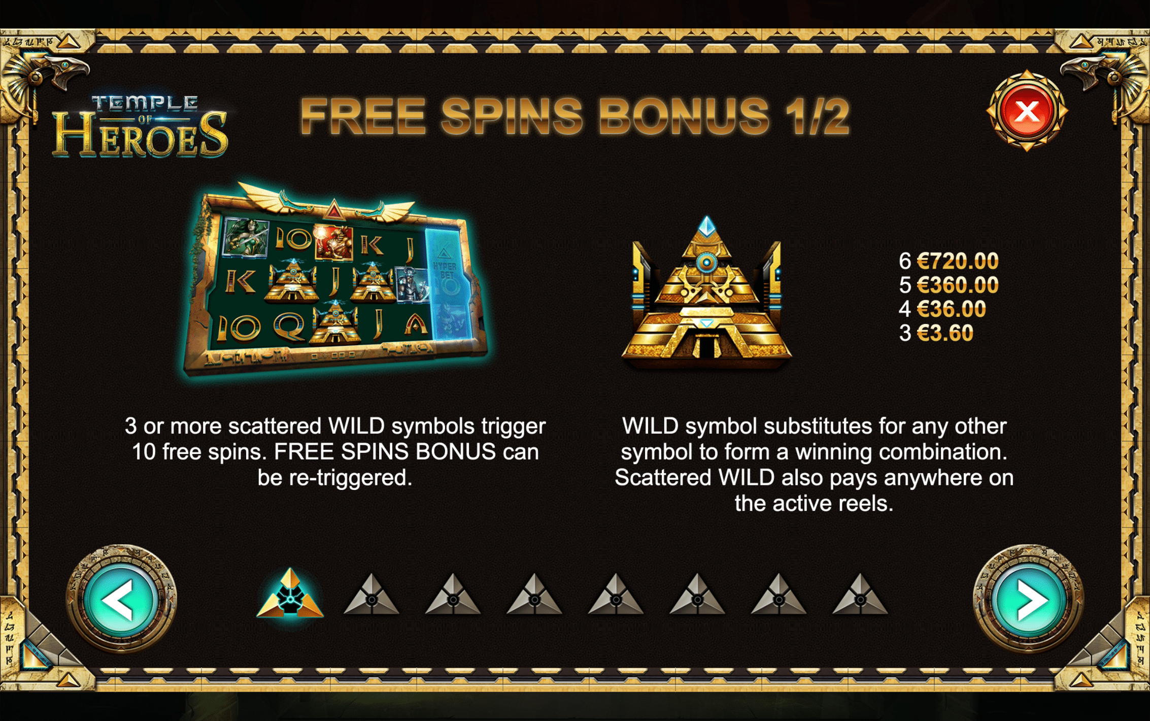 Temple of Heroes free spins