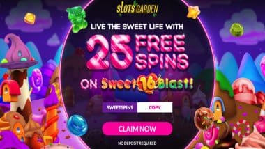 25 No Deposit Spins on Sweet 16 Blast