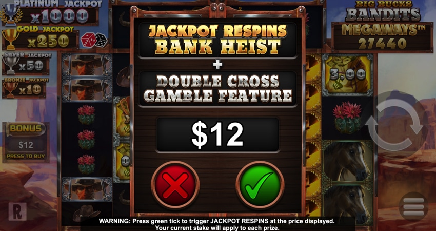 Big Bucks Bandits Megaways gamble feature