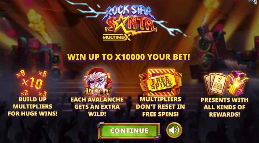 Rock Star Santa MultiMax video slot features
