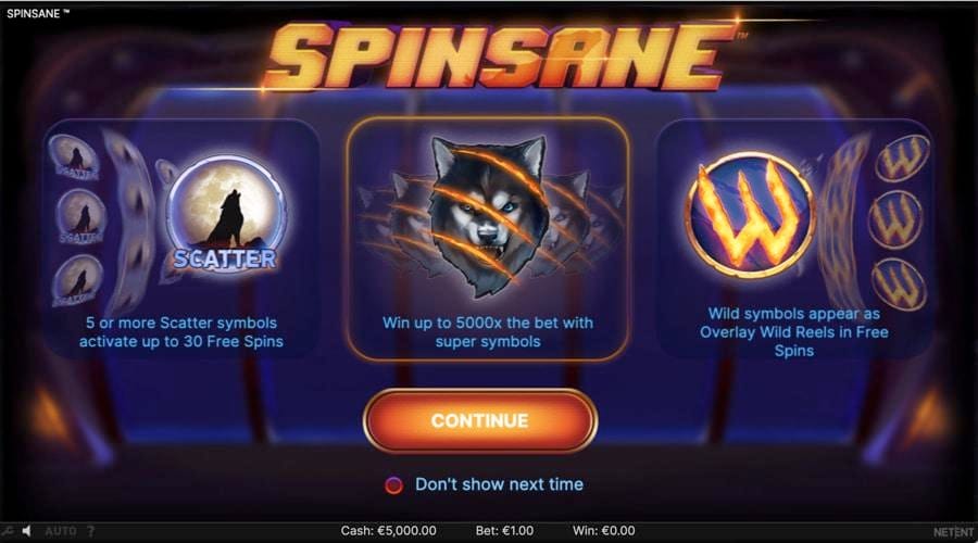 Spinsane bonus info