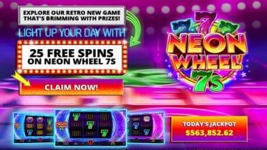 Get 25 FS on Neon Wheel 7s Slots