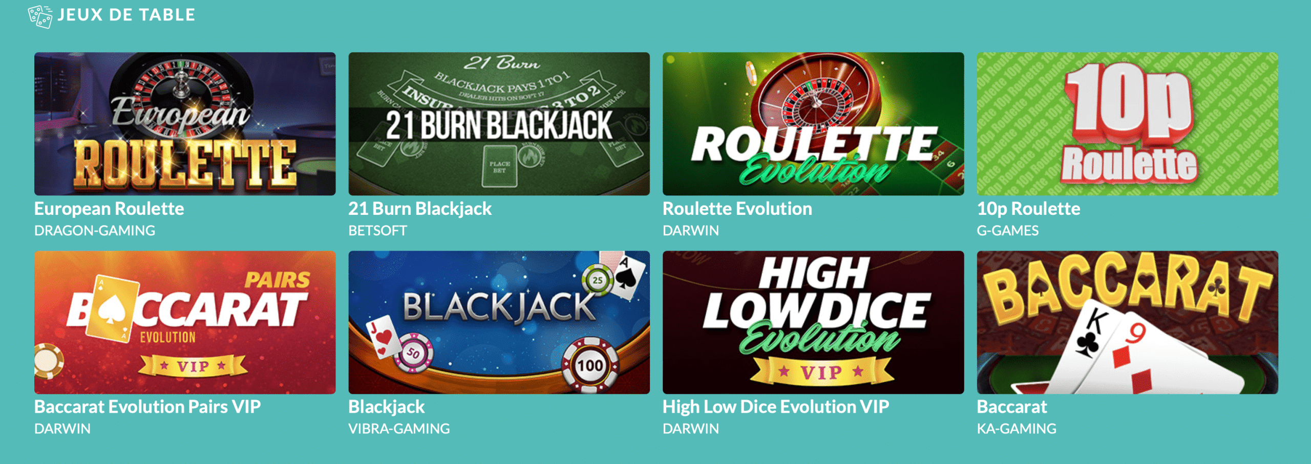 Lucky Treasure table games