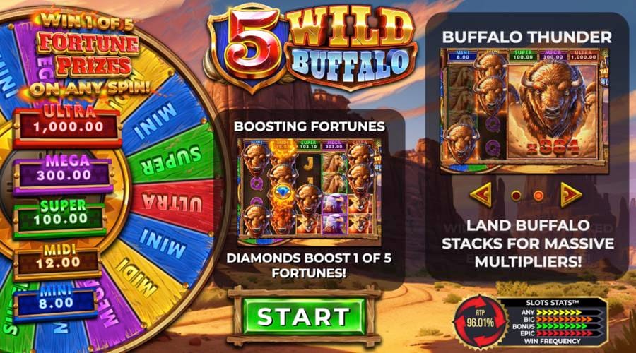 5 Wild Buffalo slot features