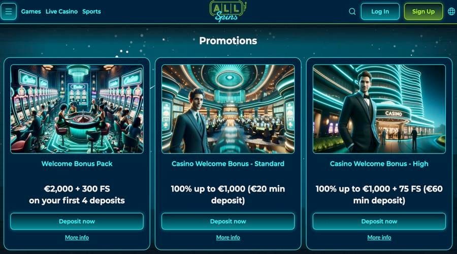 AllSpins Casino Welcome Package