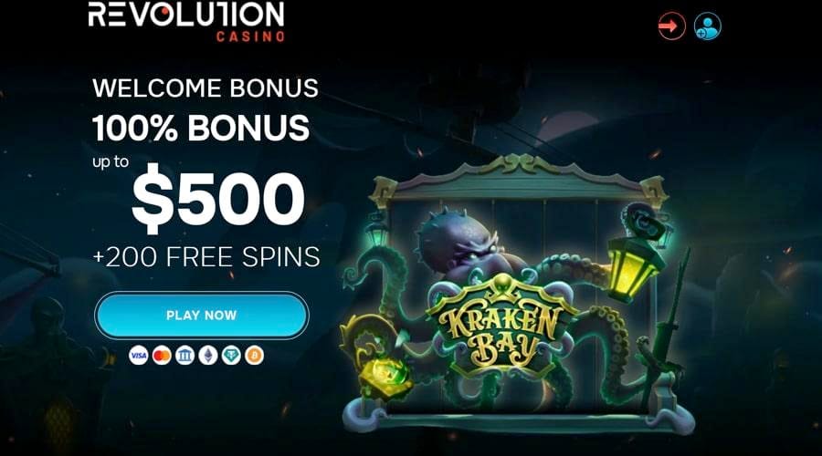 Kraken Bay free spins - Revolution Casino