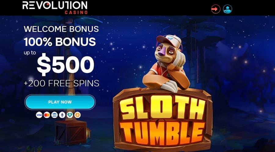 Sloth Tumble Free Spins - Revolution Casino