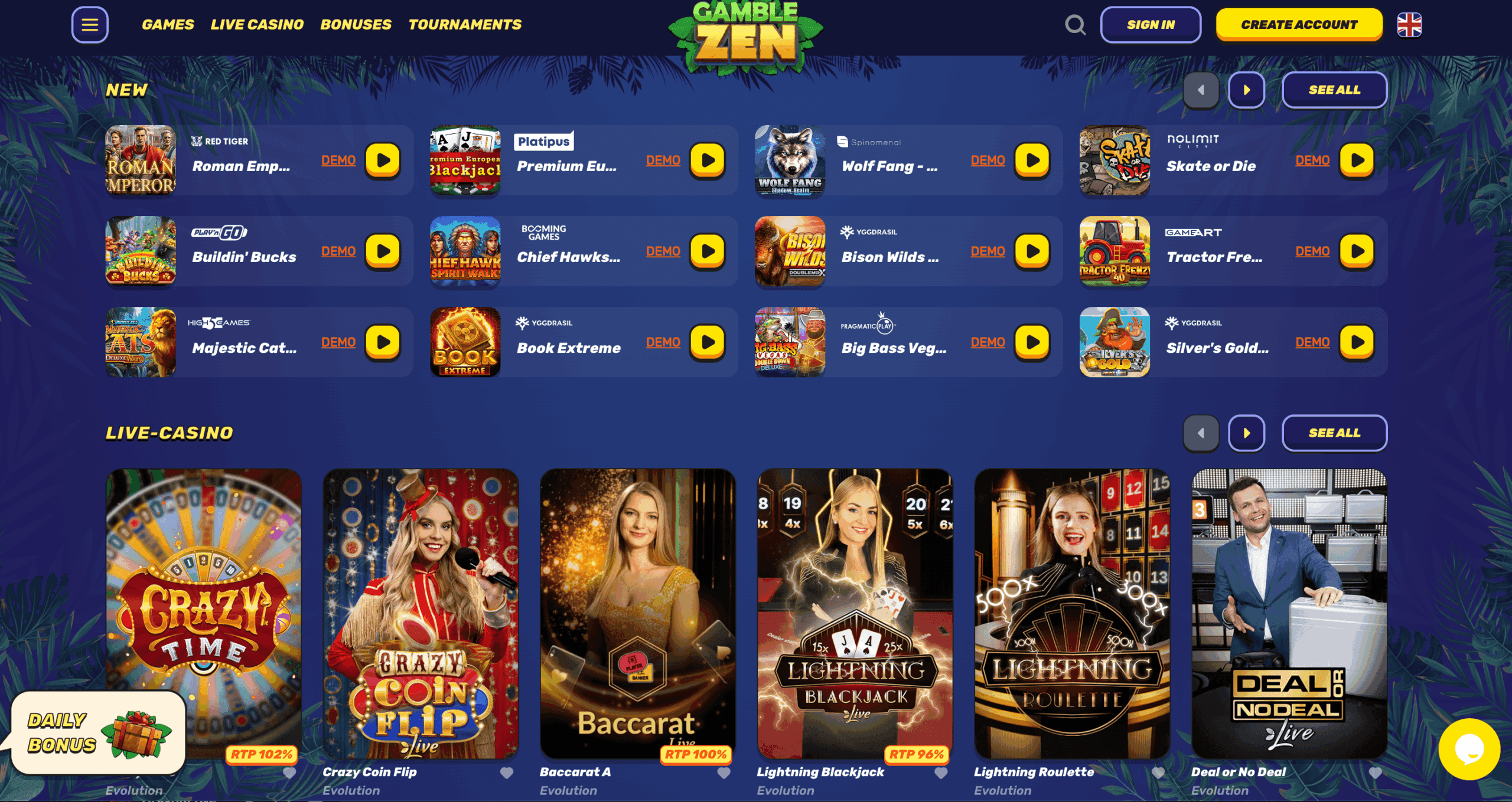 Gamble Zen Live Games Bonuses