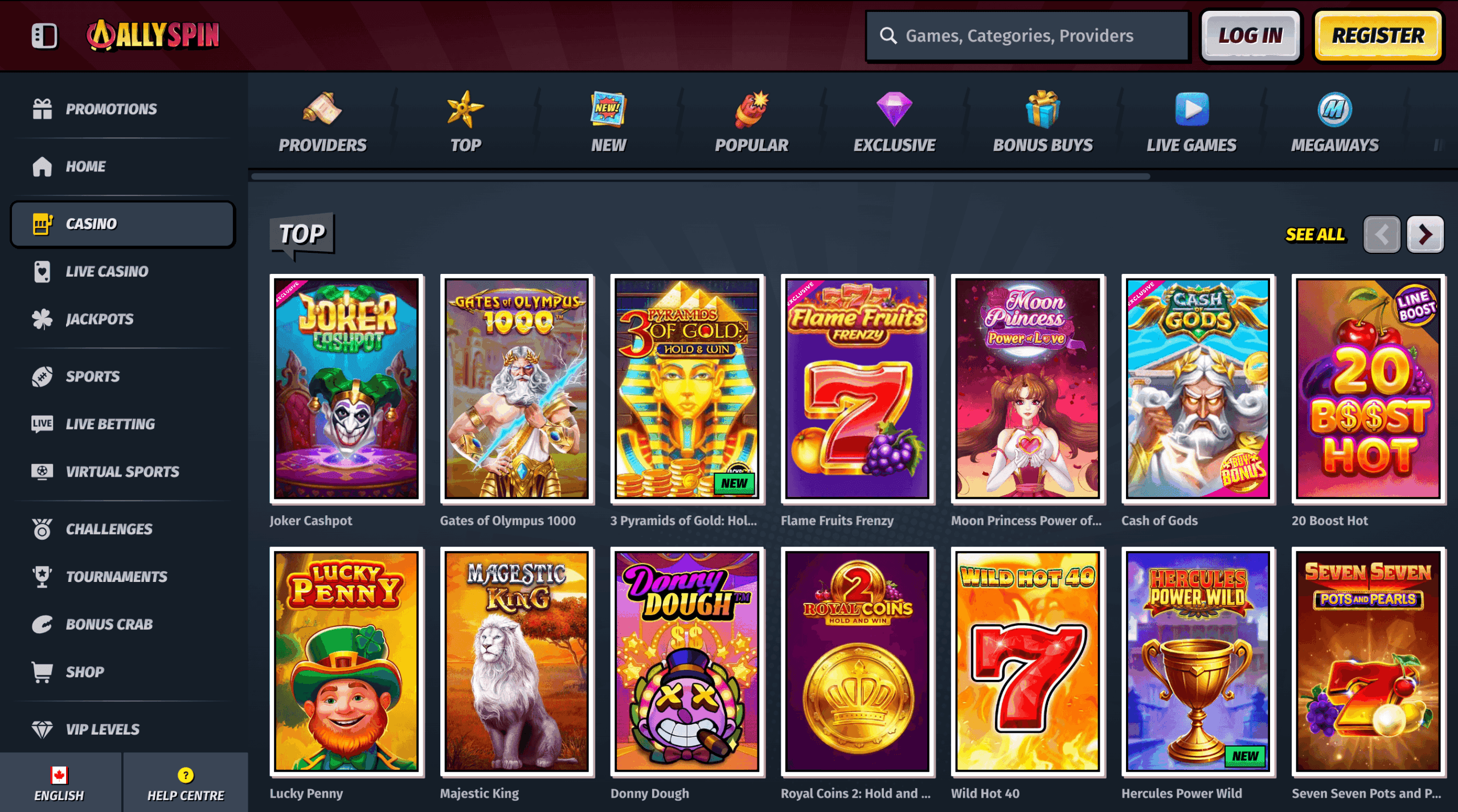 AllySpin Casino Games