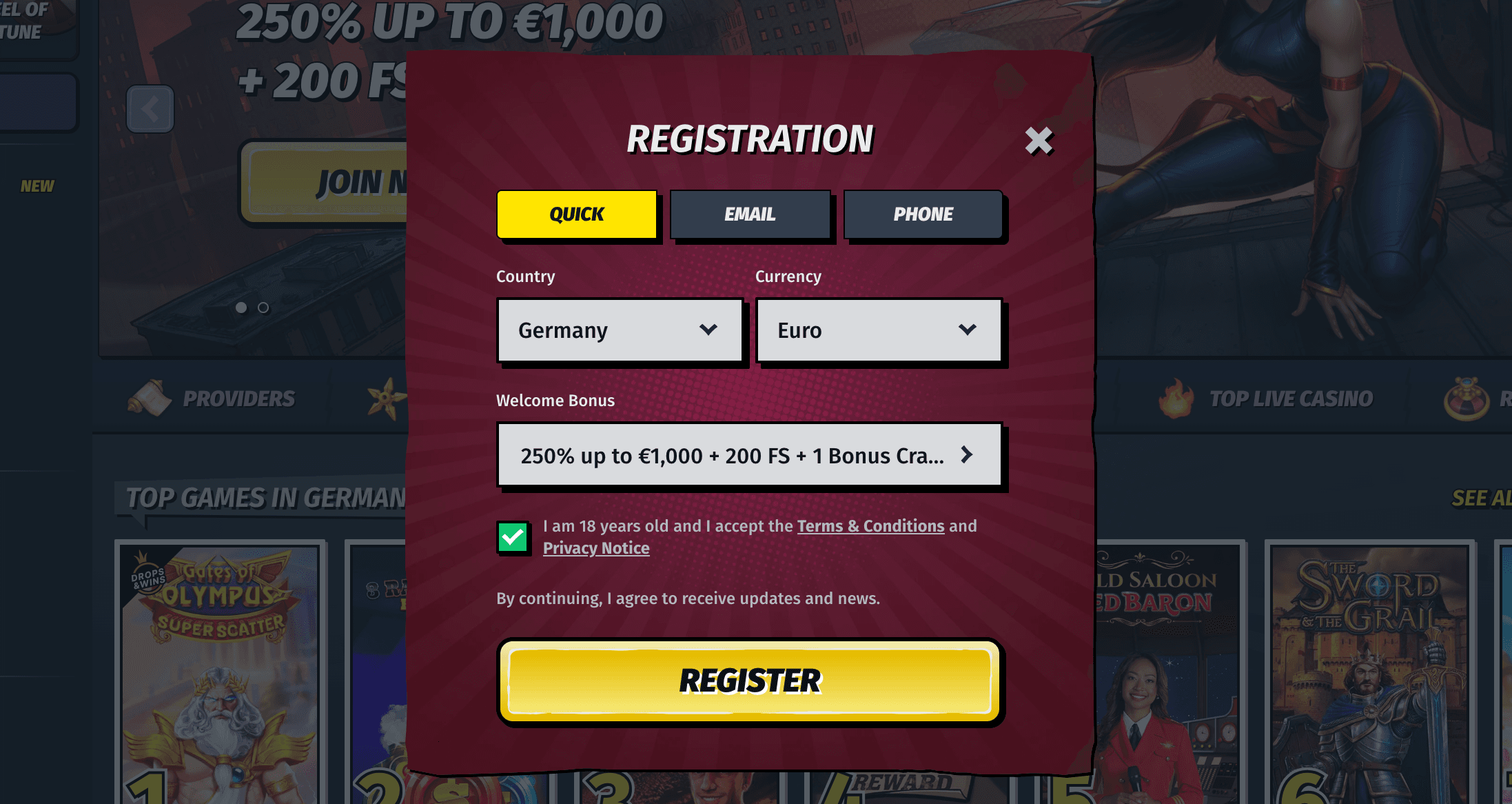 AllySpin registration bonus