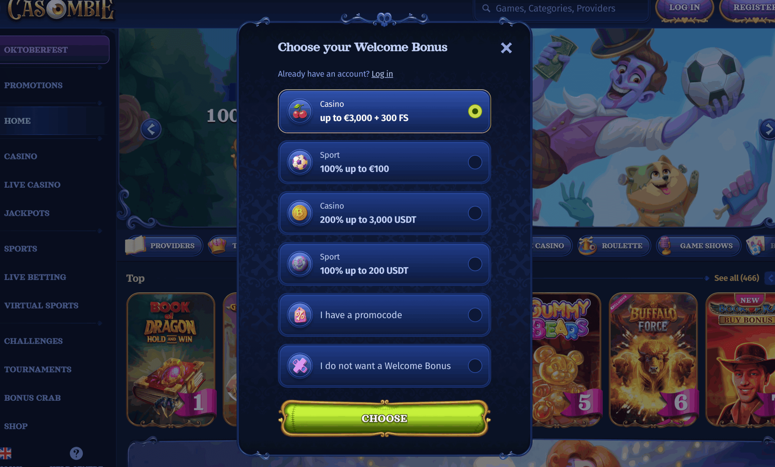 Casombie signup bonus