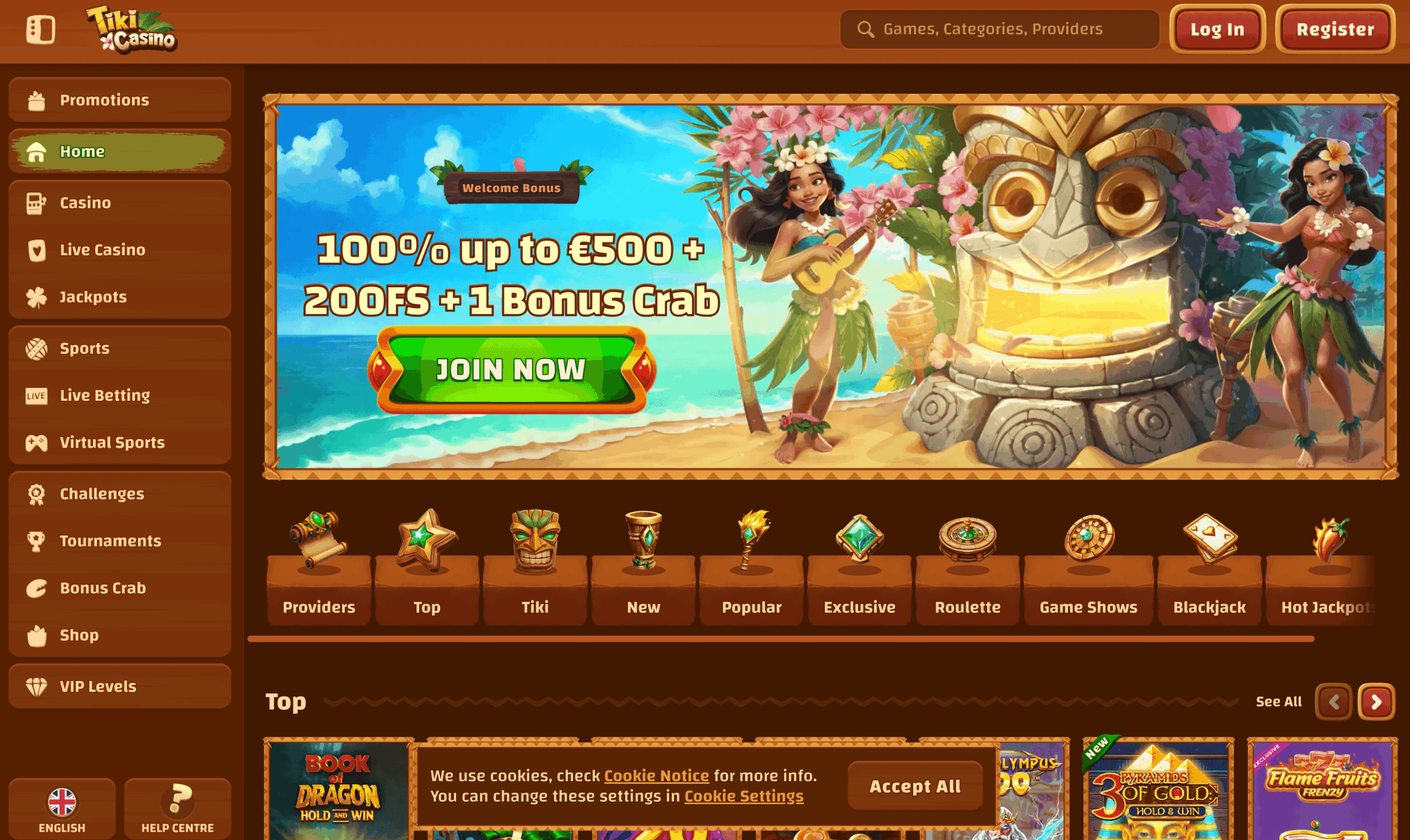 Tiki Casino welcome bonus