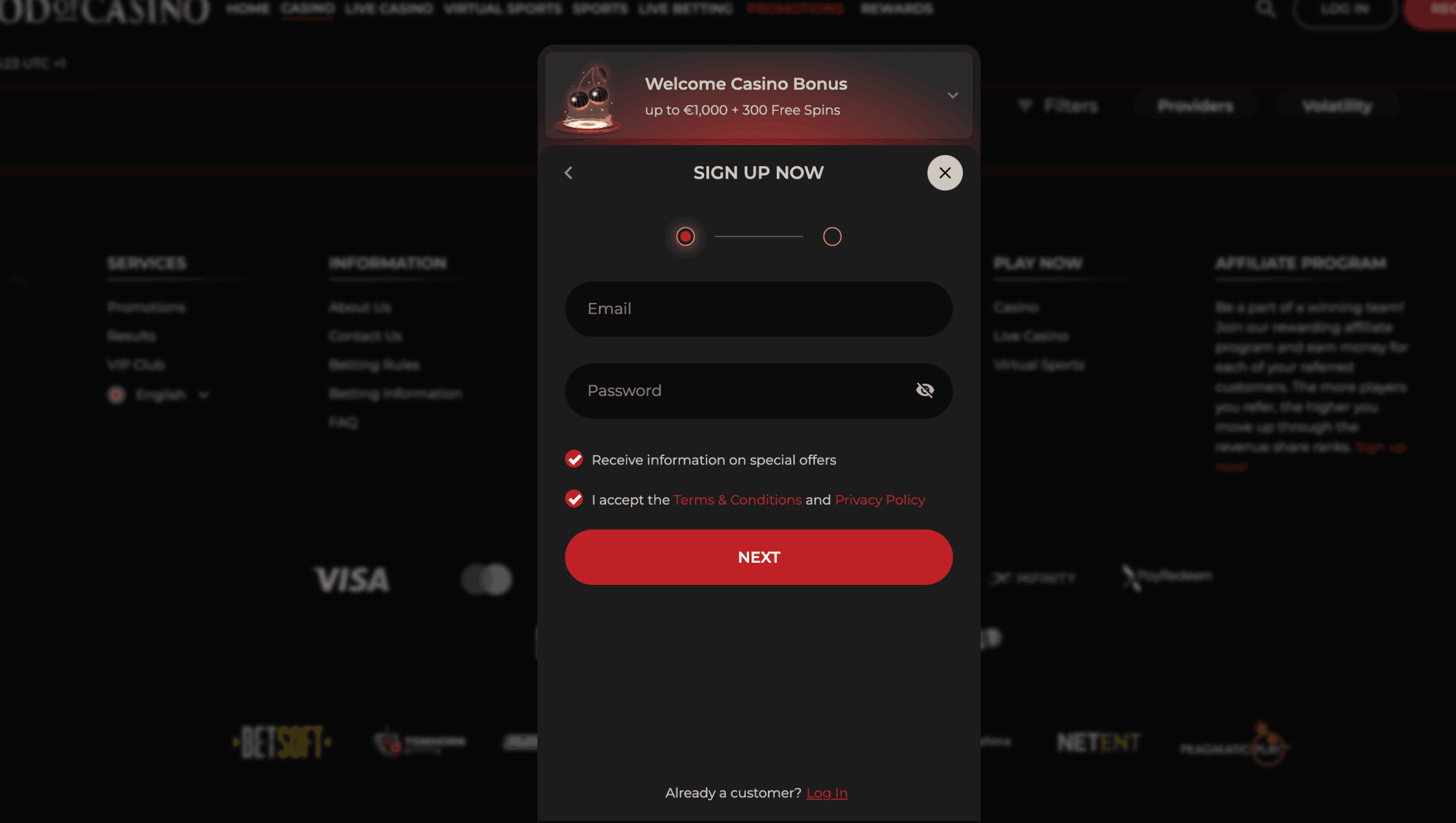 God of Casino - signup bonus