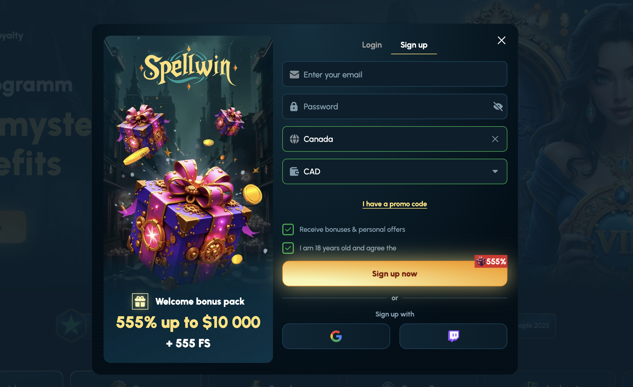 spellwin casino signup bonus
