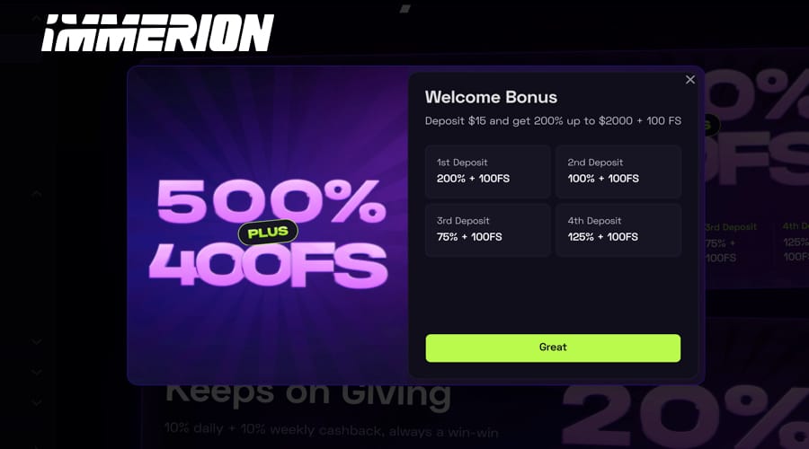 Immerion Welcome Bonus