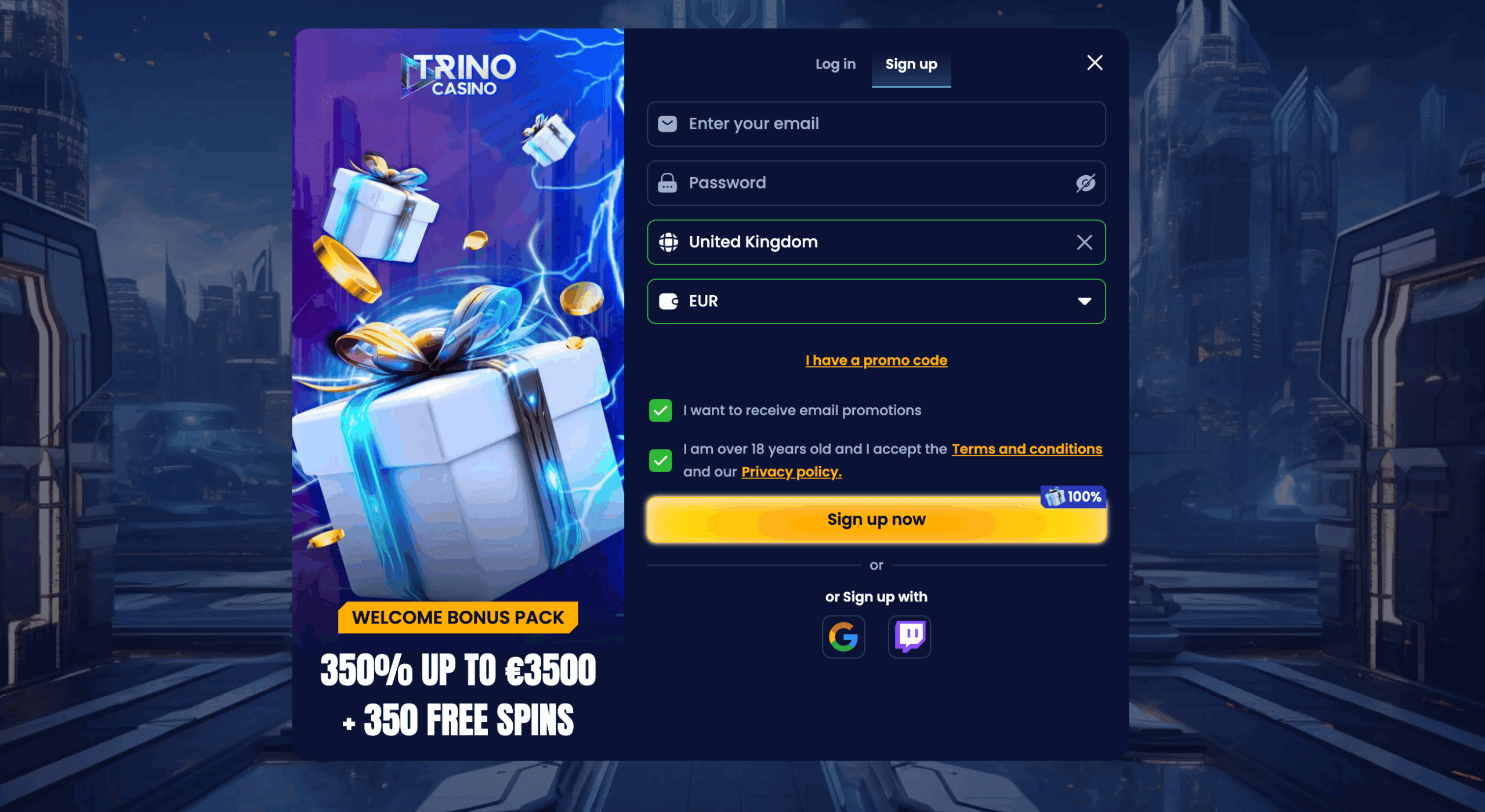 Trino Casino signup bonus updated